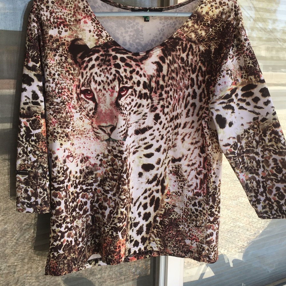 Y2K Leopard Face Print V-Neck Top